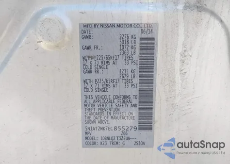 2014 Nissan Rogue Sv from USA, damaged, VIN 5N1AT2MK7EC855279